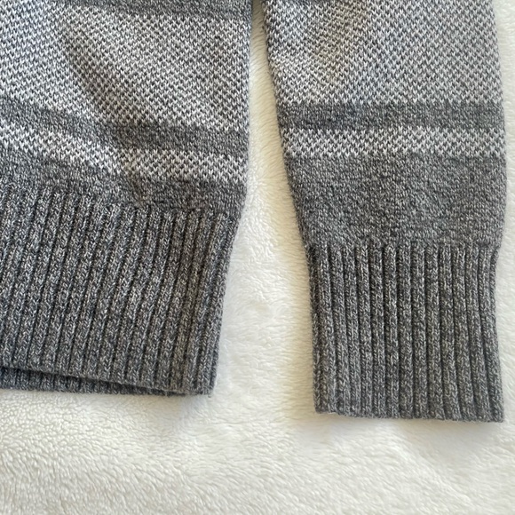 Banana Republic Birdseye Grey Stripe Wool Shawl Neck Pullover Sweater - Picture 8 of 12